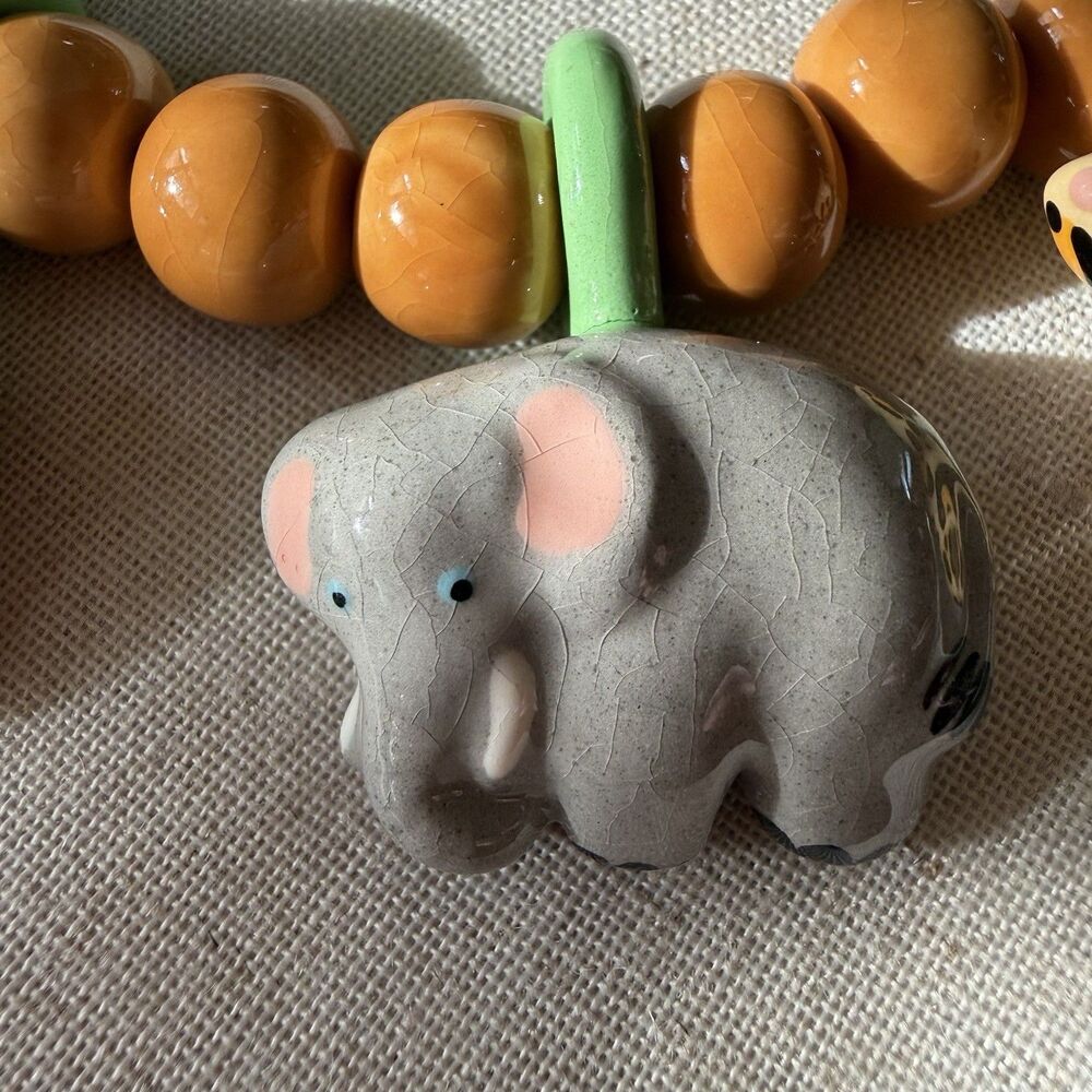 1981 FLYING COLORS Safari Animal Ceramic Necklace Jungle Maximalist Statement - Picture 13 of 14